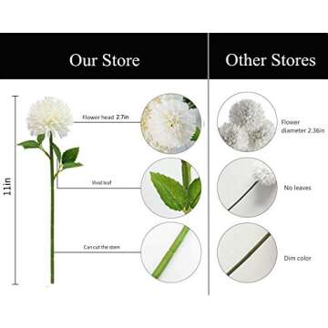 Tifuly Artificial Chrysanthemum Ball Flowers -12 pcs Faux Mums Fake Silk Flowers for Bridal Wedding Centerpieces Arrangements Party Home Garden DIY Decor (Cream White)