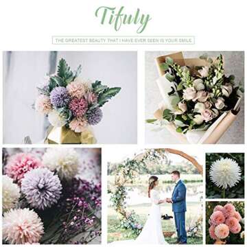 Tifuly Artificial Chrysanthemum Ball Flowers -12 pcs Faux Mums Fake Silk Flowers for Bridal Wedding Centerpieces Arrangements Party Home Garden DIY Decor (Cream White)