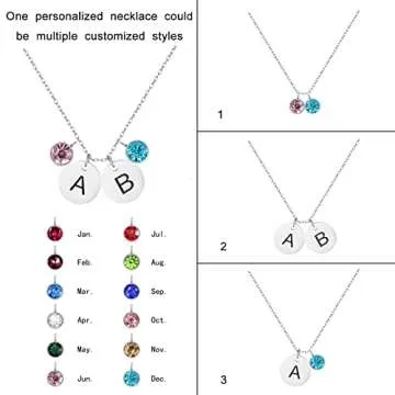 Sereney Initial Disc Necklace Personalized with Birthstones
