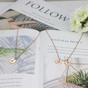 Sereney Initial necklaces for women Personalized Letter necklace with birthstones as Christmas gifts for mom, 2 initial jewelry multiple charms for daughter gifts,custom heart necklace gifts for her