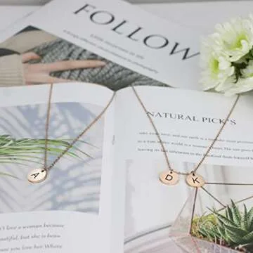 Sereney Initial Disc Necklace Personalized with Birthstones