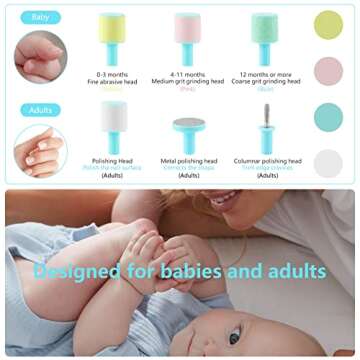 Baby Nail Trimmer Electric, Safe Baby Nail Clippers Manicure Set with Light, Baby Nail File Kit with...