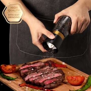 VEVOK CHEF Gold Salt and Pepper Grinder Set Stainless steel Salt and Pepper Mill Set Ceramic Adjusta...