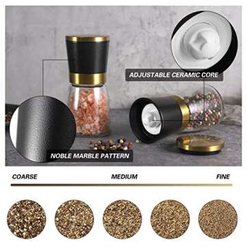 VEVOK CHEF Gold Salt and Pepper Grinder Set for Stylish Kitchens