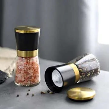 VEVOK CHEF Gold Salt and Pepper Grinder Set for Stylish Kitchens