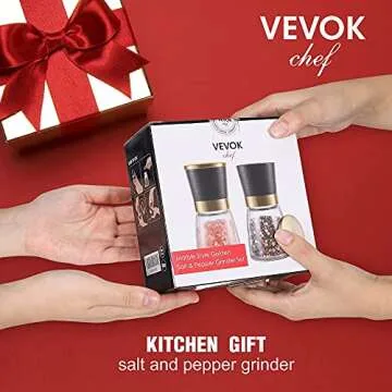 VEVOK CHEF Gold Salt and Pepper Grinder Set for Stylish Kitchens