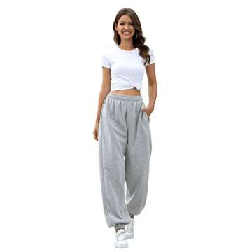 Women's High Waisted Sweatpants Athletic Pants Baggy Joggers Lounge Workout Jogging with Pockets Gre...