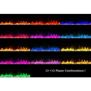 Cheerway 60 inch Electric Fireplace with Heater, Wall Mounted & Recessed Electric Fireplace Insert, Linear Wall Fireplace w/Thermostat, 13×13 Flame Color, Remote & Touch Control w/Timer, 750W/1500W