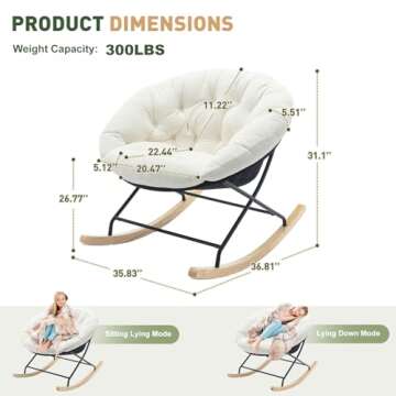 COLAMY Rocking Chair Nursery, Upholstered Glider Rocker Accent Chair Saucer Armchair with Comfy Cush...