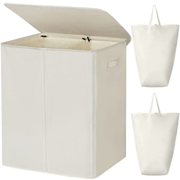 WOWLIVE 154L Double Laundry Hamper with Lid and Removable Laundry Bags, Large Dirty Clothes Hamper 2...