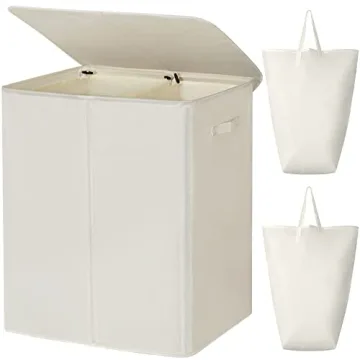 WOWLIVE 154L Double Laundry Hamper with Lid and Removable Laundry Bags, Large Dirty Clothes Hamper 2...
