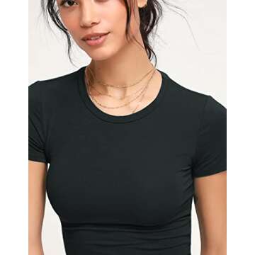 TIMOCHALA Women's Summer Casual Short Sleeve Crop Top - Black S