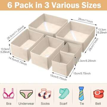 Potchen 24 Set Clothes Dresser Drawer Organizers Dividers, Nursery Organization Bin Fabric Foldable ...