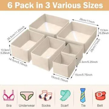 Potchen 24 Set Clothes Dresser Drawer Organizers Dividers, Nursery Organization Bin Fabric Foldable ...