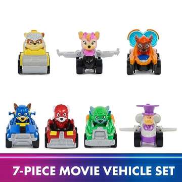 Paw Patrol: The Mighty Movie Toy Vehicle Set- 7 New Cars & Trucks w Exclusive Mayor Humdinger Action Figure-Includes Rubble, Chase, Skye, Zuma, Marshall, Rocky