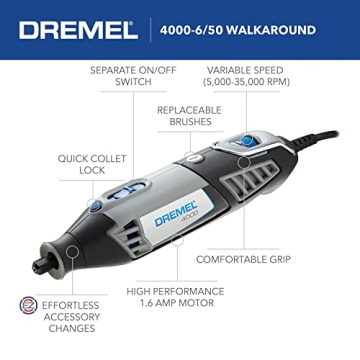 Dremel 4000 High Performance Rotary Tool Kit - 6 Attachments