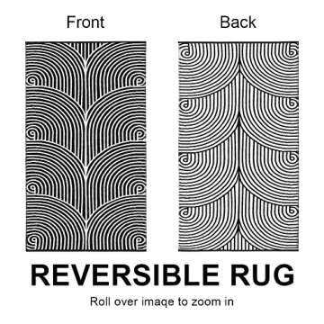 Tiffasea Black and White Kitchen Rug 2'x4', Machine Washable Indoor Outdoor Rugs Cotton Hand-Woven M...