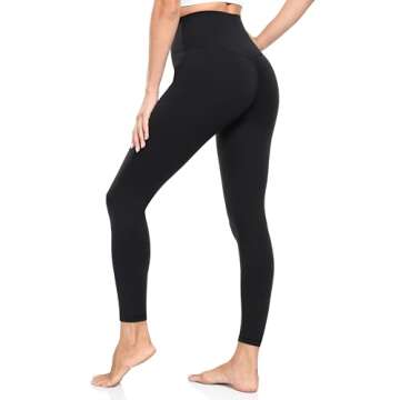 YUNOGA Women's Soft High Waisted Yoga Pants Tummy Control Ankle Length Leggings (XL, Black)