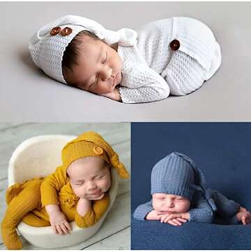 Stylish Newborn Baby Photo Props with Long Tail Hat