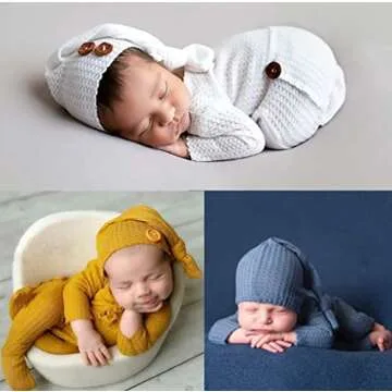 Stylish Newborn Baby Photo Props with Long Tail Hat