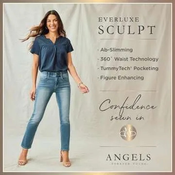 Angels Forever Young Womens 360 Sculpt Skinny Mid-Rise (Standard and Plus) Jeans, Sofia, 20 Plus