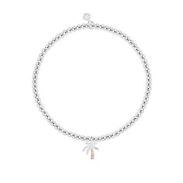 Katie Loxton A Little Beach Please Palm Tree Silver Women's Stretch Adjustable Charm Bangle Bracelet