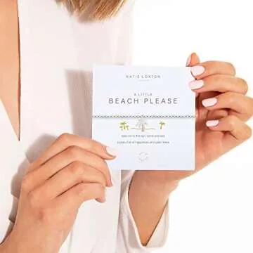 Katie Loxton A Little Beach Please Palm Tree Silver Women's Stretch Adjustable Charm Bangle Bracelet