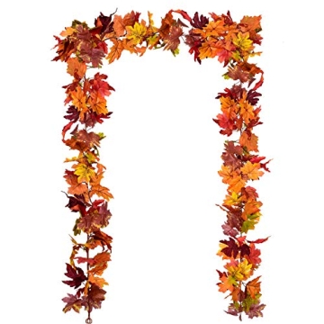 DearHouse Fall Garland Maple Leaves 5.9ft for Autumn Decor