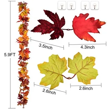 DearHouse Fall Garland Maple Leaves 5.9ft for Autumn Decor