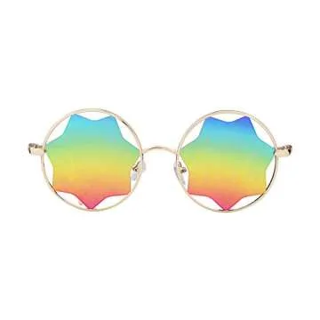 ADE WU Star Sunglasses - Round Metal Frame with Mirrored Lenses