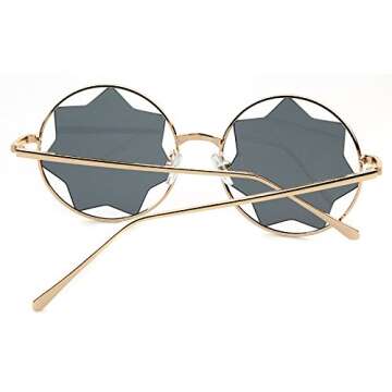 ADE WU Star Sunglasses - Round Metal Frame with Mirrored Lenses