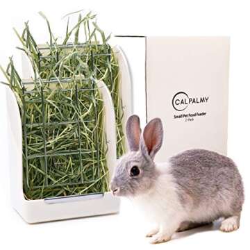 CalPalmy 2-Pack Hay Feeder for Rabbits, Guinea Pigs, and Chinchillas - Minimize Waste and Mess with ...
