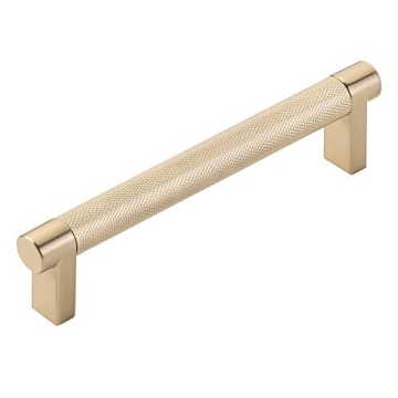 Emtek Select Knurled Cabinet Pull - Satin Brass Finish, 5" Center-to-Center