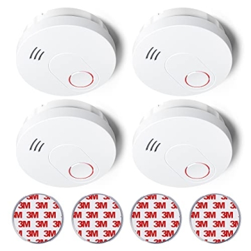 SITERLINK Smoke Detectors 10-Year Battery Operated, Photoelectric Sensor Smoke Alarm with Test-Silen...