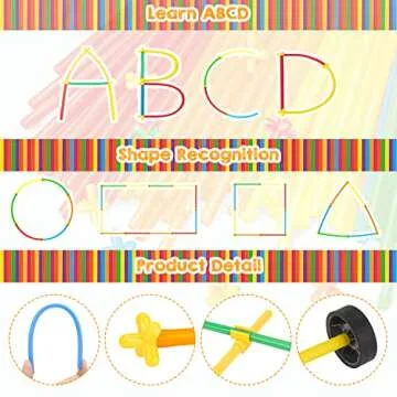 Juboury 500Pcs Straw Constructor STEM Building Toys Educational Interlocking Toys Engineering Building Blocks 3D Puzzle, Creative Connecting Kit, Construction Blocks Toy for Both Boys and Girls