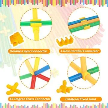 Juboury 500Pcs Straw Constructor STEM Building Toys Educational Interlocking Toys Engineering Building Blocks 3D Puzzle, Creative Connecting Kit, Construction Blocks Toy for Both Boys and Girls