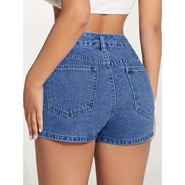 WDIRARA Women's Wrap Button Front Asymmetrical Hem Denim Skort Pocket Skirt Shorts Light Wash Petite...