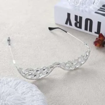 Naimo Vintage Silver Half Glasses Frame with Rhinestones