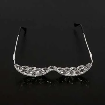 Naimo Vintage Silver Half Glasses Frame with Rhinestones