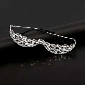 Naimo Vintage Silver Half Glasses Frame with Rhinestones
