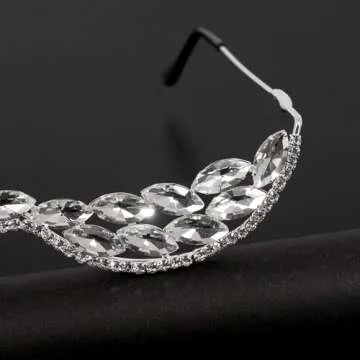 Naimo Vintage Silver Half Glasses Frame with Rhinestones