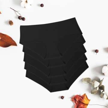 Alyce Ives Intimates Seamless Bikini Underwear for Women, 12 Pack No Show Panties, Laser Cut, Invisible under Yoga Pants Black