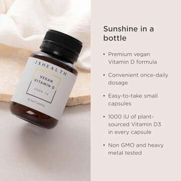 JSHealth Vitamin D3 1000iu Supplement for Healthy Muscle Function, Bone and Heart Health, and Immune...