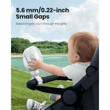 Gaiatop Mini Portable Stroller Fan, Battery Operated Small Clip on, Detachable 3 Speed Rechargeable,...