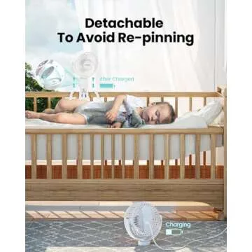 Gaiatop Mini Portable Stroller Fan, Battery Operated Small Clip on, Detachable 3 Speed Rechargeable, 360° Rotate Flexible Tripod Better Cooling for Car Seat Crib Treadmill Travel White