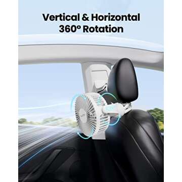 Gaiatop Mini Portable Stroller Fan, Battery Operated Small Clip on, Detachable 3 Speed Rechargeable, 360° Rotate Flexible Tripod Better Cooling for Car Seat Crib Treadmill Travel White
