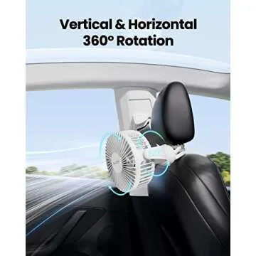 Gaiatop Mini Portable Stroller Fan, Battery Operated Small Clip on, Detachable 3 Speed Rechargeable, 360° Rotate Flexible Tripod Better Cooling for Car Seat Crib Treadmill Travel White