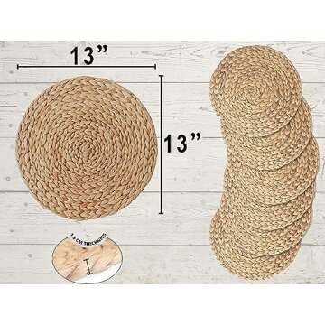 13" Round Placemats(Set of 6) Easy to Clean – Placemats for Dining Tables – Washable and Wipeabl...
