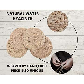 13" Round Placemats(Set of 6) Easy to Clean – Placemats for Dining Tables – Washable and Wipeable Farmhouse Placemats - Heat Resistant Indoor and Outdoor Round Woven Placemats