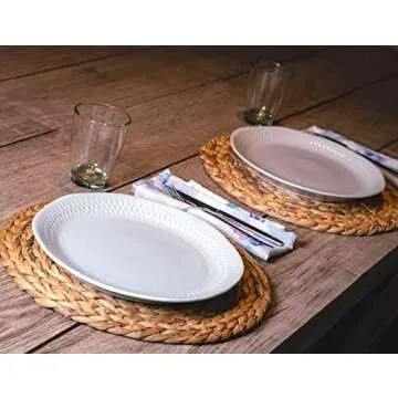 13" Round Placemats(Set of 6) Easy to Clean – Placemats for Dining Tables – Washable and Wipeable Farmhouse Placemats - Heat Resistant Indoor and Outdoor Round Woven Placemats